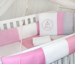 KIT KIDS COM MOSQUITEIRO COMUM 07 PEÇAS - GAIOLA ROSA