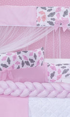 KIT BERÇO AMERICANO 11 PEÇAS CLASSIC MICROFIBRA - CHUVINHA ROSA