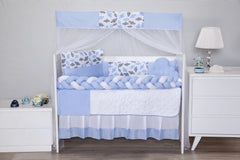 KIT BERÇO AMERICANO 11 PEÇAS CLASSIC MICROFIBRA - CHUVINHA AZUL BEBÊ