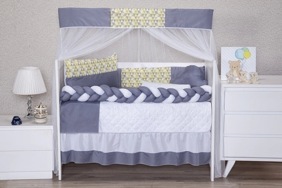 KIT BERÇO AMERICANO 11 PEÇAS CLASSIC MICROFIBRA - LESY AMARELO