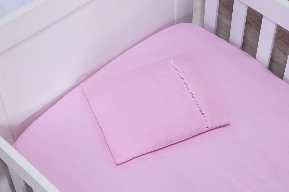 JOGO DE LENÇOL 3 PEÇAS BERÇO AMERICANO/NACIONAL - ROSA