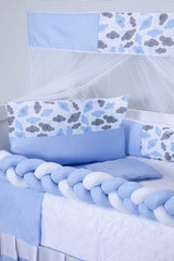 KIT BERÇO AMERICANO 11 PEÇAS CLASSIC MICROFIBRA - CHUVINHA AZUL BEBÊ