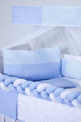 KIT BERÇO AMERICANO 11 PEÇAS CLASSIC MICROFIBRA - ZIG ZAG AZUL BEBÊ