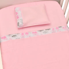 JOGO DE LENÇOL 3 PEÇAS MINI BERÇO - NUVEM ROSA