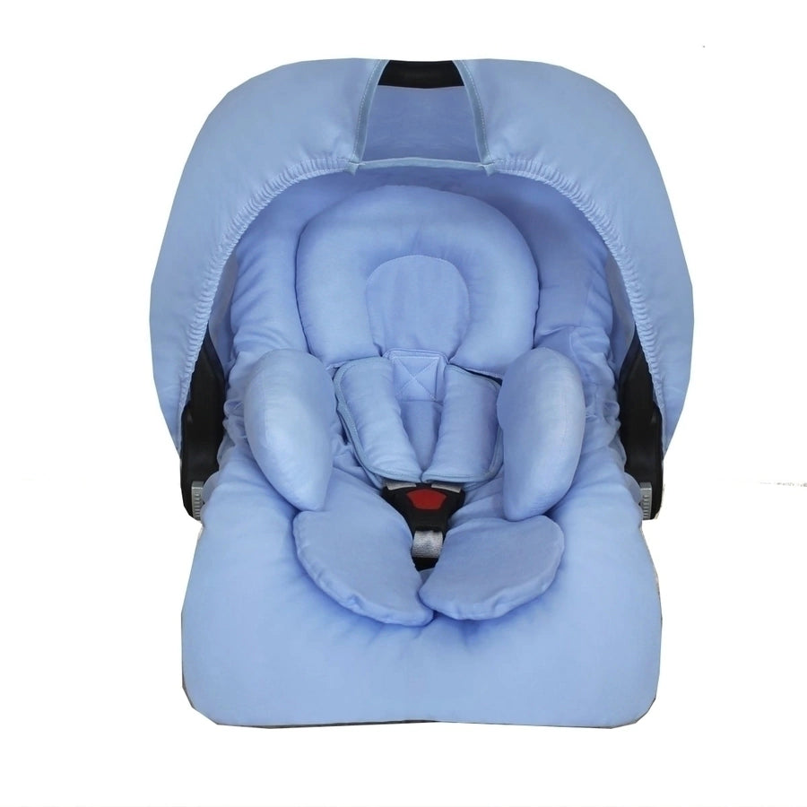 CONJUNTO COMPLETO BEBÊ CONFORTO - CAPOTA + APOIO + CAPA + PROTETOR DE CINTO AZUL BEBÊ