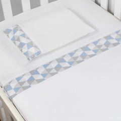 JOGO DE LENÇOL MINI BERÇO 03 PÇS - LOSANGO AZUL