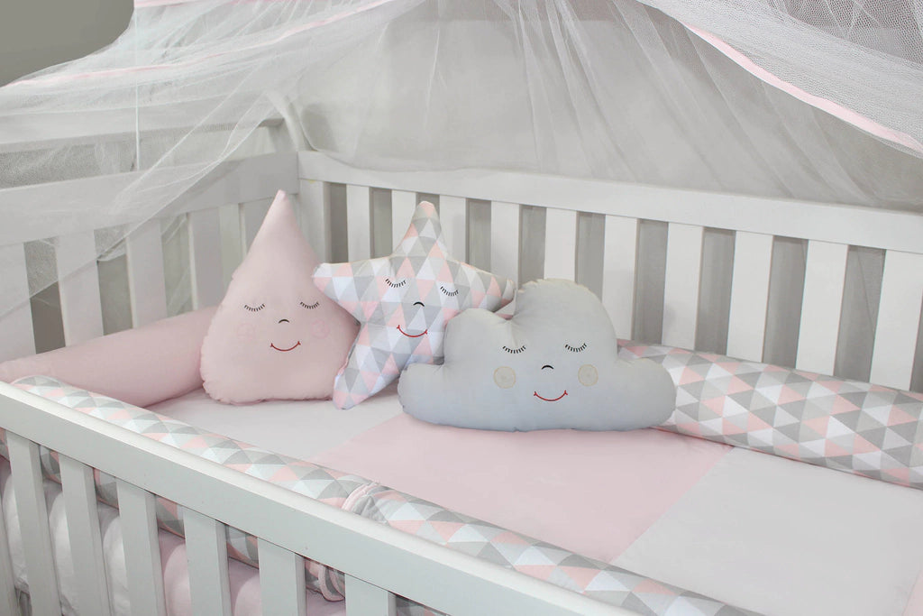 KIT DE BERÇO ROLL - LOSANGO ROSA