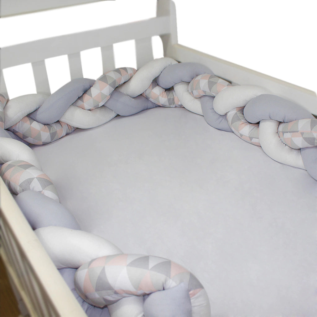 PROTETOR DE BERÇO TRANÇA 4,00 MTS - LOSANGO ROSA