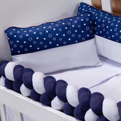 Kit mini berço fofura 100% algodão 09 peças - estrelinha marinho