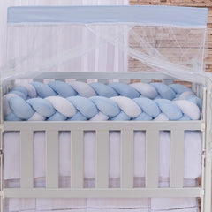 Kit mini berço happy 07 peças - azul e branco