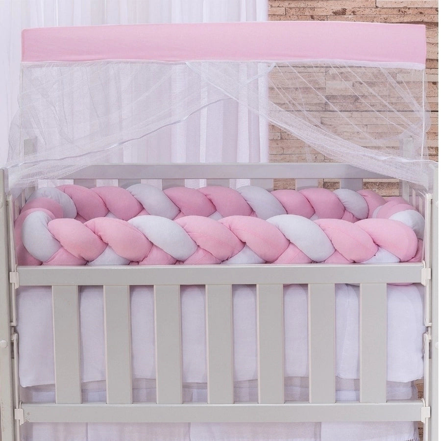 Kit mini berço happy 07 peças - rosa e branco