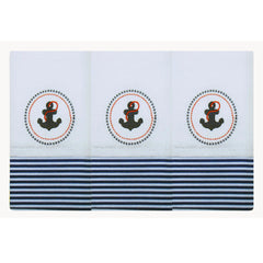 BABETE BORDADA 03 PÇS - NÁUTICO