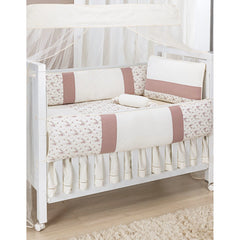 KIT DE BERÇO GLAMOUR 09 PEÇAS - NERVURA FLORAL FERRUGEM