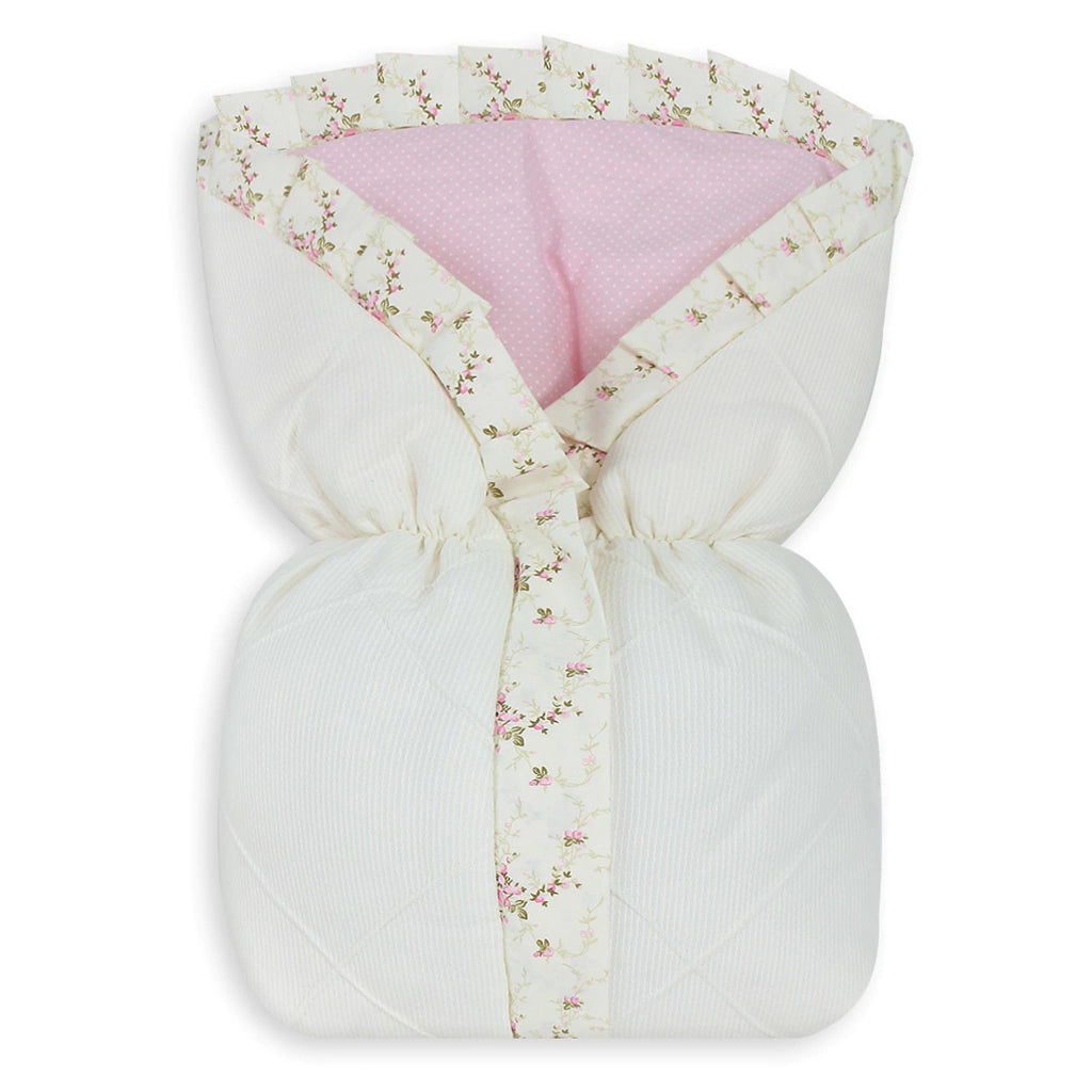 SACO DE BEBÊ - NERVURA FLORAL ROSA