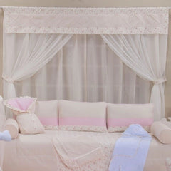 CORTINA DE VOIL - VERVURA FLORAL ROSA