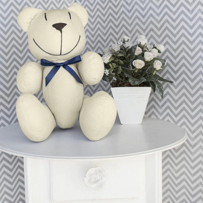 URSINHO COM LAÇO - PIQUET PALHA COM AZUL MARINHO