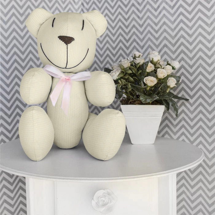 URSINHO COM LAÇO - PIQUET PALHA COM ROSA