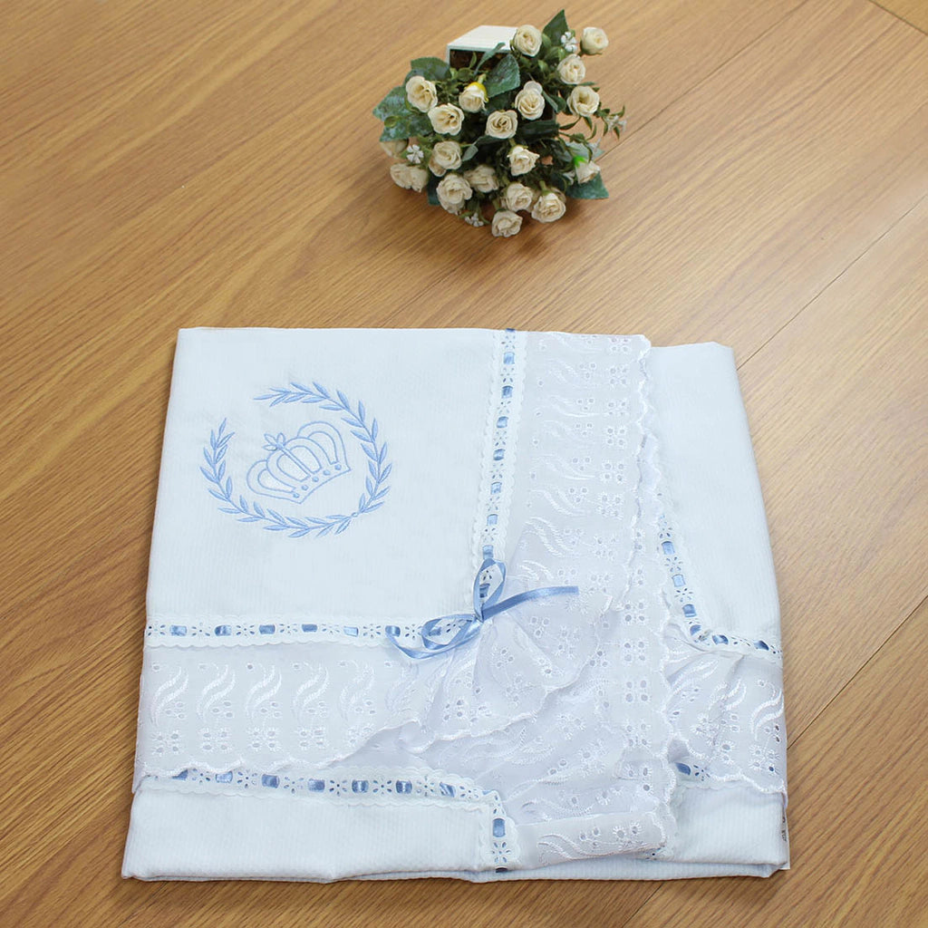 MANTA DE PIQUET C/ LASIE 100% ALGODÃO - REALEZA AZUL