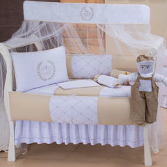 KIT DE BERÇO GLAMOUR 09 PEÇAS - REALEZA CAQUI