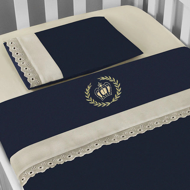 JG. DE LENÇOL AMERIC. 03 PÇS - REALEZA MARINHO COM CAQUI