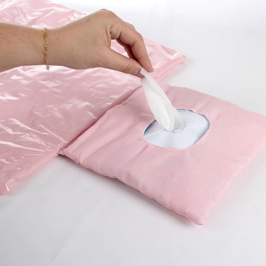 Trocador portátil plastificado - rosa bebê