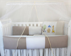 KIT KIDS COM MOSQUITEIRO COMUM 07 PEÇAS - SAFARI CAQUI