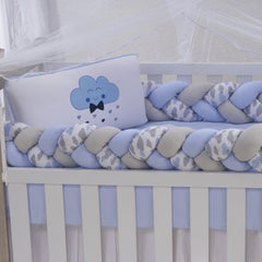 KIT BERÇO SLIM 08 PEÇAS 100% ALGODÃO - NUVEM AZUL