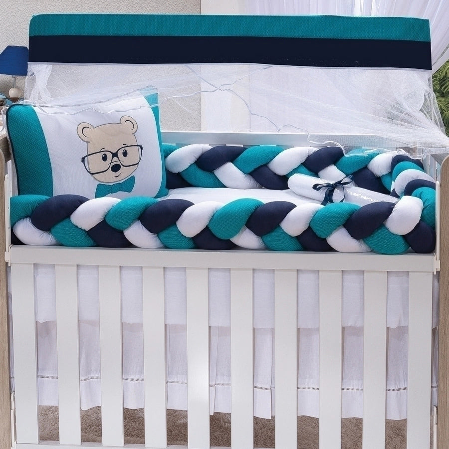 KIT BERÇO SLIM 08 PEÇAS 100% ALGODÃO - URSO NINO