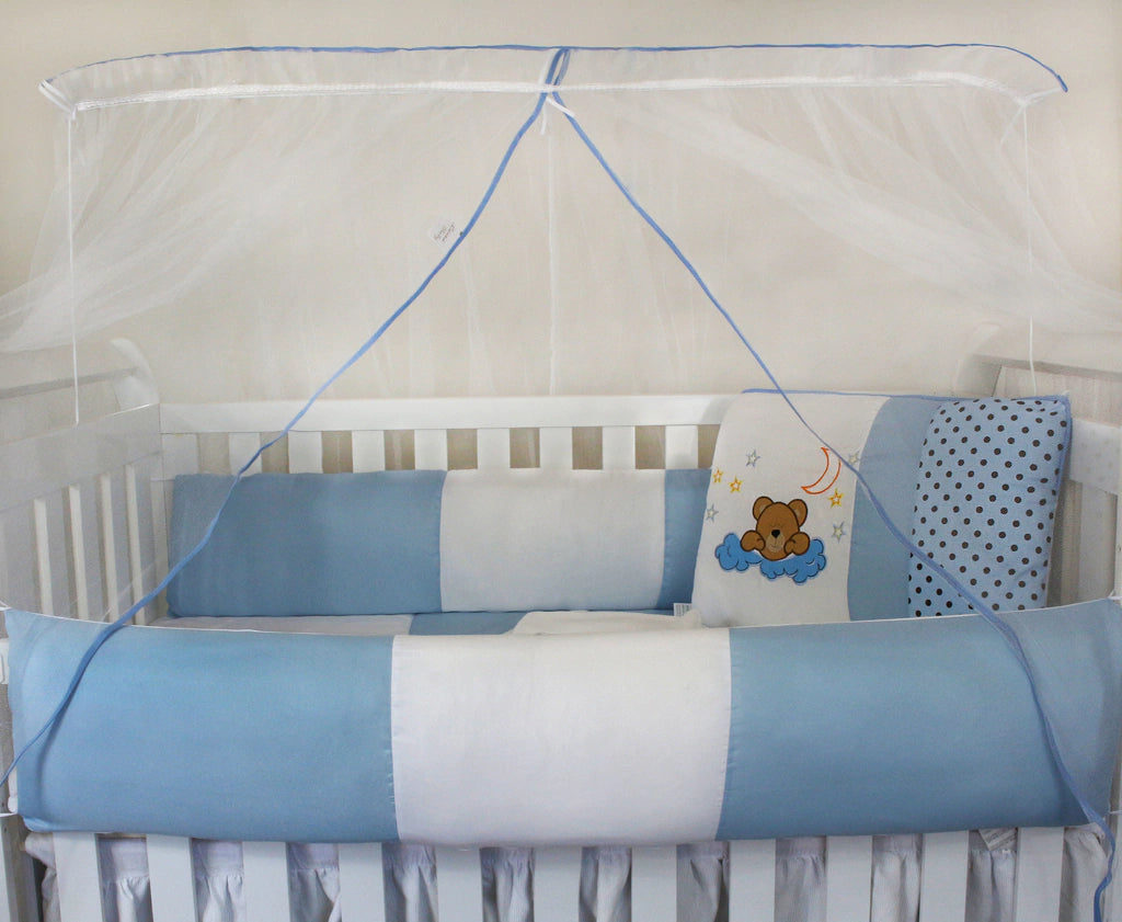 KIT KIDS COM MOSQUITEIRO COMUM 07 PEÇAS - SONINHO AZUL