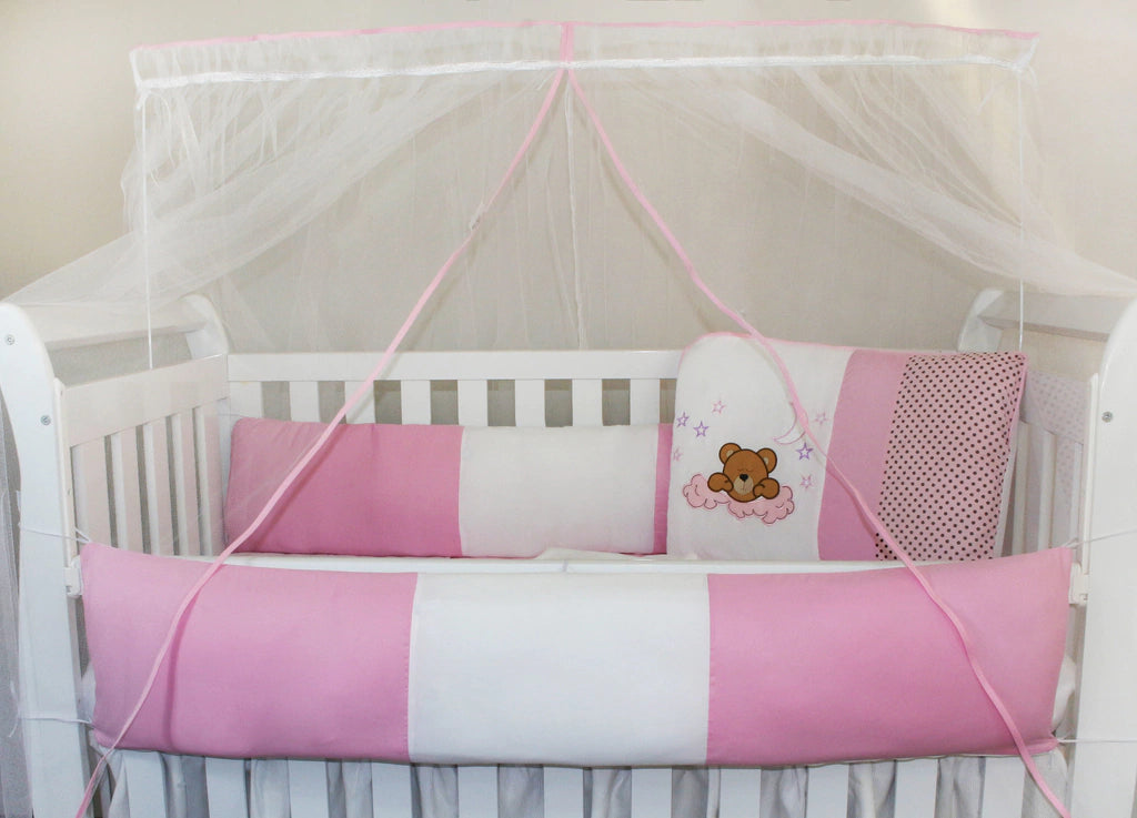 KIT KIDS COM MOSQUITEIRO COMUM 07 PEÇAS - SONINHO ROSA