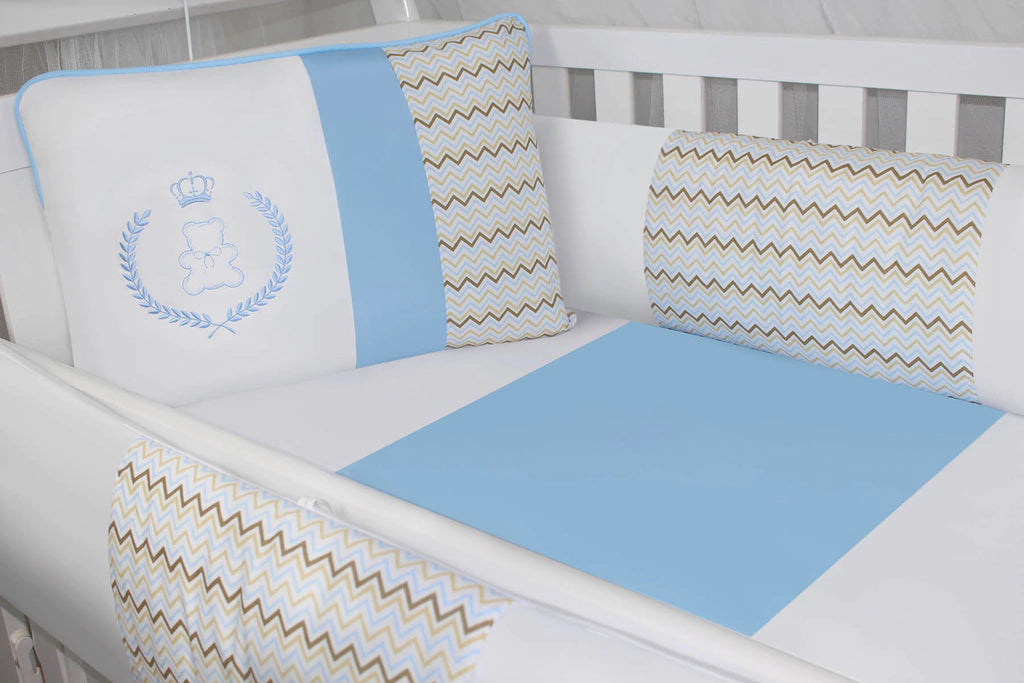 KIT DE BERÇO KID´S - URSINHO CHEVRON AZUL