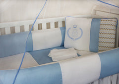 KIT KIDS COM MOSQUITEIRO COMUM 07 PEÇAS - URSINHO CHEVRON AZUL