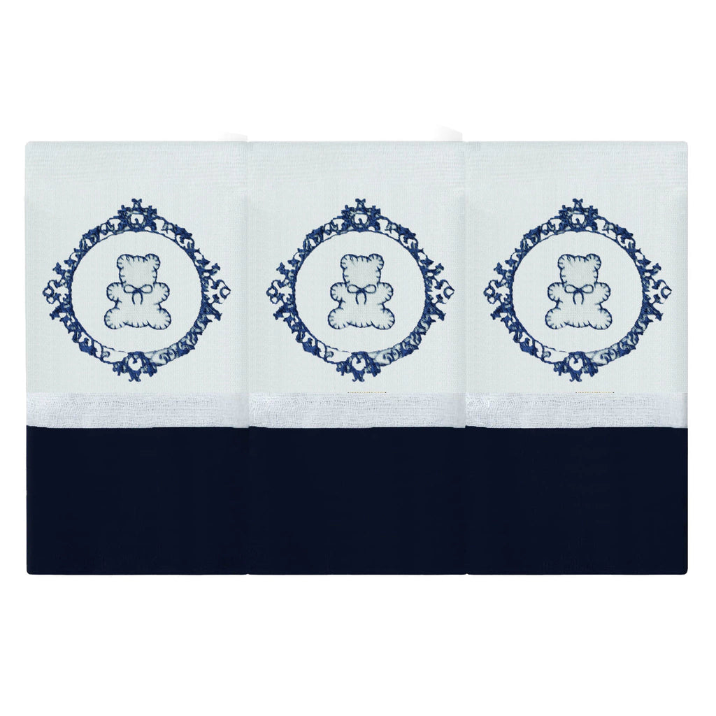 BABETE BORDADA 03 PÇS - URSO ARABESCO
