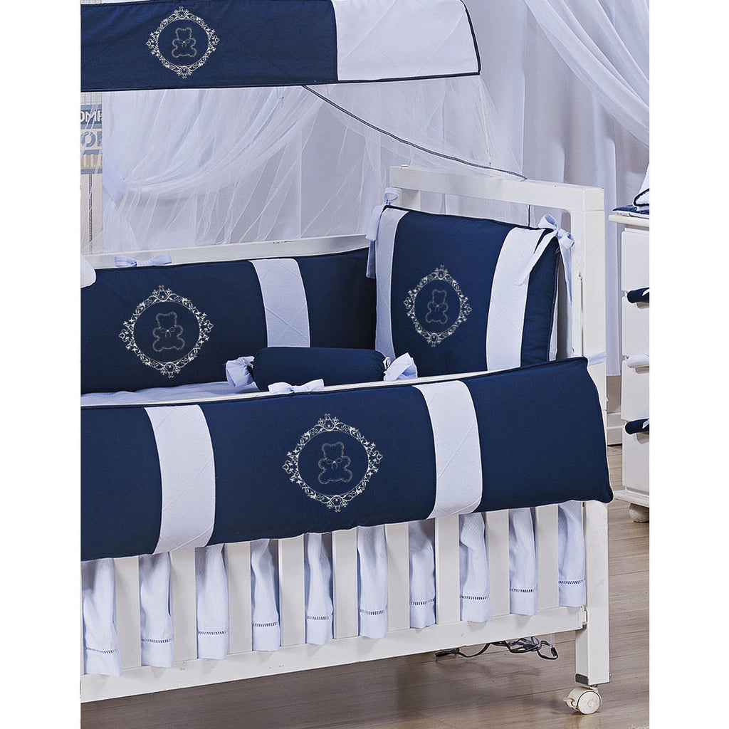 KIT DE BERÇO GLAMOUR 09 PEÇAS - URSO ARABESCO BRANCO