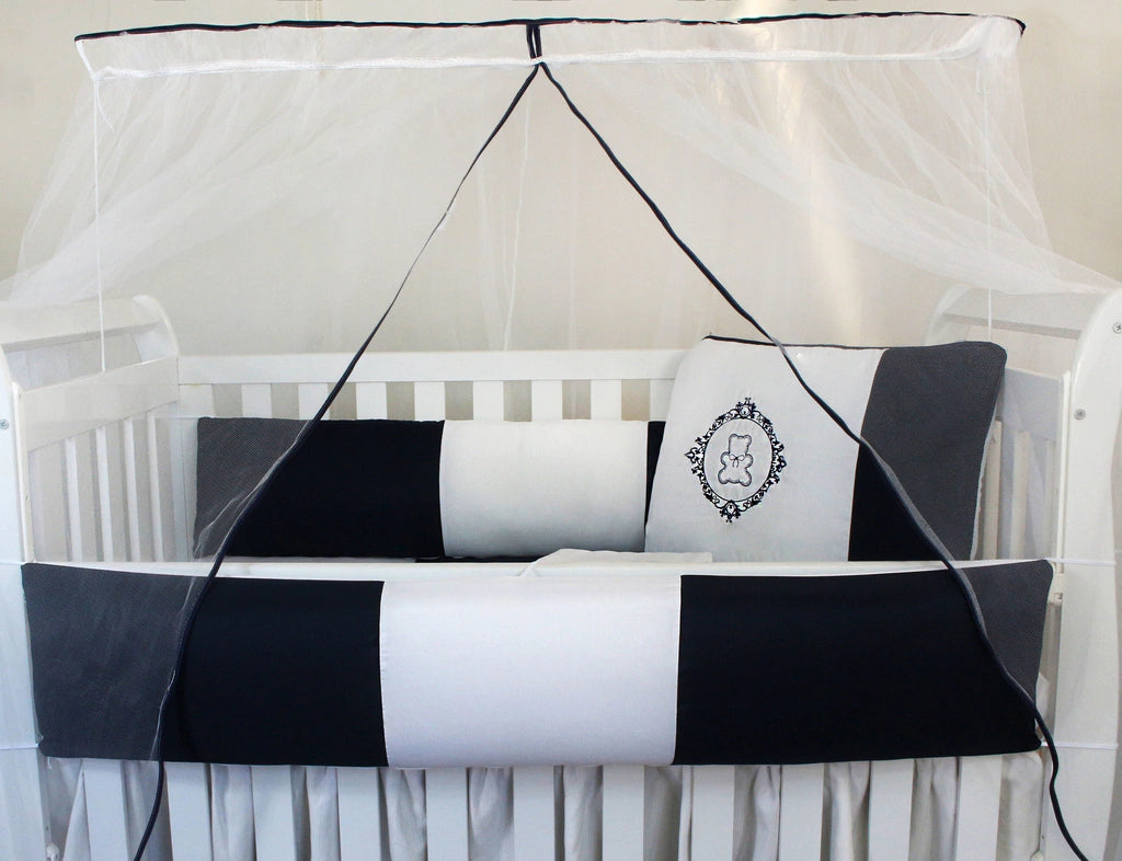 KIT KIDS COM MOSQUITEIRO COMUM 07 PEÇAS - URSO ARABESCO MARINHO