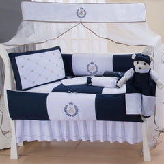 KIT MINI BERÇO GLAMOUR 09 PEÇAS 100% ALGODÃO - THED AZUL MARINHO