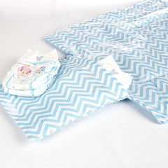 Trocador portátil plastificado - zig zag azul