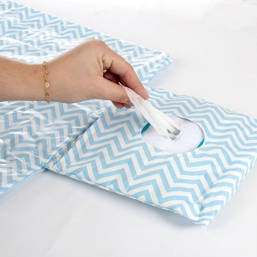 Trocador portátil plastificado - zig zag azul