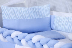 KIT BERÇO AMERICANO 11 PEÇAS CLASSIC MICROFIBRA - ZIG ZAG AZUL BEBÊ